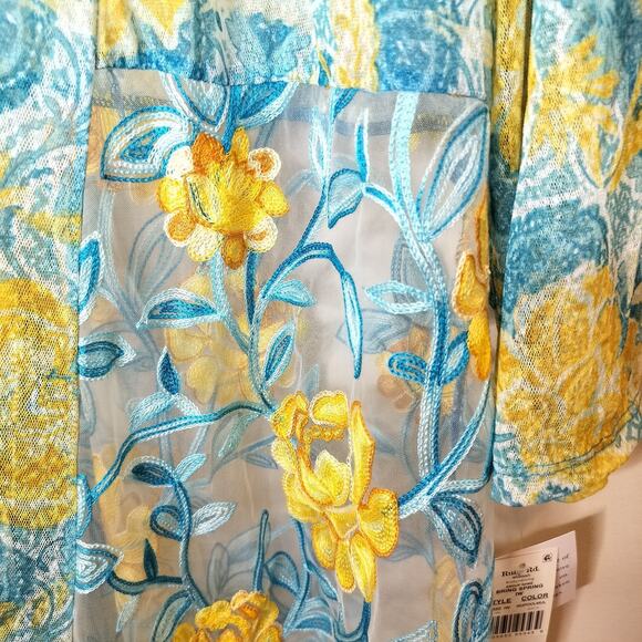 Ruby Rd. Floral Embroidered Mesh Open Front Cardigan - Picture 6 of 14